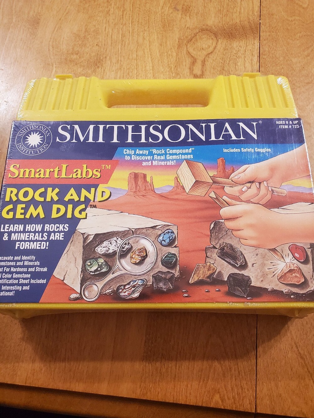 Vintage Smithsonian SmartLabs Rock And Gem Dig Kit Yellow Case Item 723 STEM